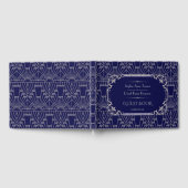 ラグジュアリーシルバーネイビー素晴らしブルーギャツビー20s結婚ズ ゲストブック (全面)