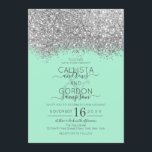 ラグジュアリーシルバーネオミントグリッター紙吹雪結婚ズ 招待状<br><div class="desc">魅力的エレガントで華やかなモダン結婚式招待状は、お互いコンテンポラリーにピッ婚約したチだ。グリッターのネオフェイクミントグリーンの背景の上にシルバースパークリーの紙吹雪斑点の色のブシンプルロックを印刷した特徴。背面には同じグリッターが表示され、新郎新婦からの特別なメッセージの上に厚いパネルが表示され、削除カスタマイズされる。このシックで贅沢でユニークデザインはゲスト全員でヒット!***重要なデザイン注:一致する製品リクエスト、色の変更、配置の変更、その他の変更リクエストなどのカスタムデザインのリクエストについてクリックは、「連絡」ボタンをクリックするか、デザイナーに直接lafemme.art@gmail.comまで電子メールで送信してください。あなたは彼女に完全なデザインと新しい要求をカスタム電子メールで送ることができる。</div>