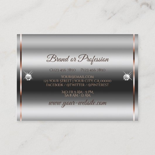 ラグジュアリーシルバーバラ金ゴールドスパークルグリッターダイヤモンド 名刺 (裏面)