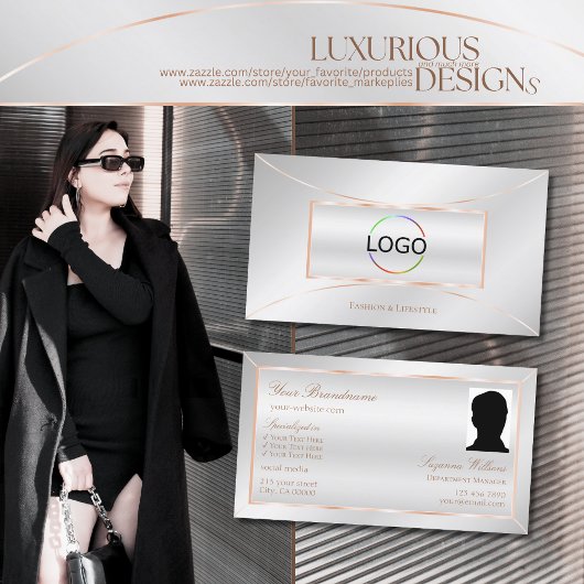 ラグジュアリーシルバーバラ金ゴールドデコール（ロゴと写真） 名刺