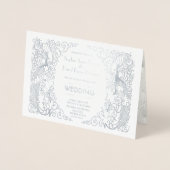 ラグジュアリーシルバーピーコック結婚アールデコ20s 箔カード (正面)