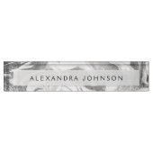 ラグジュアリーシルバーフォイルモダンマーブルスワール デスクネームプレート (正面)