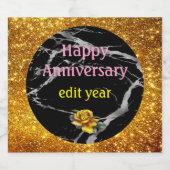 ラグジュアリーシルバーブラックマーブルカスタマイズ スパークリングワインラベル (シングルラベル)