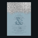 ラグジュアリーシルバーブルーグリッター結婚紙吹雪 招待状<br><div class="desc">魅力的エレガントで華やかなモダン結婚式招待状は、お互いコンテンポラリーにピッ婚約したチだ。銀色のスパーッフェイククなグリッター紙吹雪斑点のカラーブロックを印刷したダスティブルーの背景の上にシンプル特徴を持つ。背面には同じグリッターが表示され、新郎新婦からの特別なメッセージの上に厚いパネルが表示され、削除カスタマイズされる。このシックで贅沢でユニークデザインはゲスト全員でヒット!***重要なデザイン注:一致する製品リクエスト、色の変更、配置の変更、その他の変更リクエストなどのカスタムデザインのリクエストについてクリックは、「連絡」ボタンをクリックするか、デザイナーに直接lafemme.art@gmail.comまで電子メールで送信してください。あなたは彼女に完全なデザインと新しい要求をカスタム電子メールで送ることができる。</div>