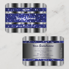 ラグジュアリーシルバーブルー王室のスパークルグリッターエレガンス 名刺