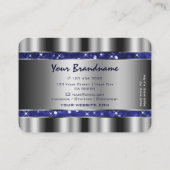 ラグジュアリーシルバーブルー王室のスパークルグリッターエレガンス 名刺 (裏面)