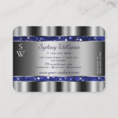 ラグジュアリーシルバーブルー王室のスパークルグリッターモノグラム 名刺 (裏面)