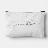 ラグジュアリーシルバーホワイトマーブルシグネチャー名 アクセサリーポーチ (正面)