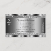 ラグジュアリーシルバールミナンスグリッタースターズイニシャルシック 名刺 (裏面)