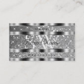 ラグジュアリーシルバールミナンスグリッタースターズイニシャルシック 名刺 (正面)