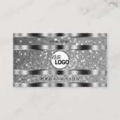 ラグジュアリーシルバーレミナンスグリッタースターズエレガントロゴ 名刺 (正面)