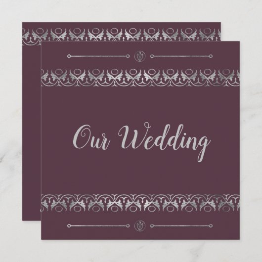 ラグジュアリーシルバー結婚式招待状 招待状 (正面/裏面)