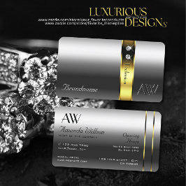 ラグジュアリーシルバー金ゴールドデコールグラモールジュエリーイニシャル 名刺