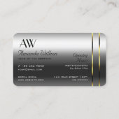 ラグジュアリーシルバー金ゴールドデコールグラモールジュエリーイニシャル 名刺 (裏面)