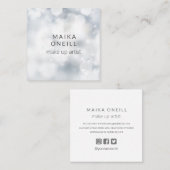 ラグジュアリーシルバー《写真》ぼけ味グリッターソーシャルメディア スクエア名刺 (正面/裏面)