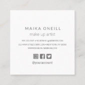 ラグジュアリーシルバー《写真》ぼけ味グリッターソーシャルメディア スクエア名刺 (裏面)