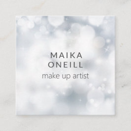 ラグジュアリーシルバー《写真》ぼけ味グリッターソーシャルメディア スクエア名刺