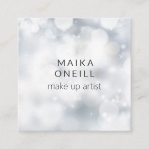 ラグジュアリーシルバー《写真》ぼけ味グリッターソーシャルメディア スクエア名刺