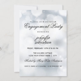 ラグジュアリーシルバー《写真》ぼけ味ライトシック婚約パーティ 招待状