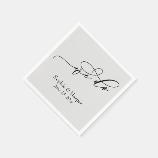ラグジュアリーシンプルスクリプトタイポグラフィウィドグレイ スタンダードカクテルナプキン (角)