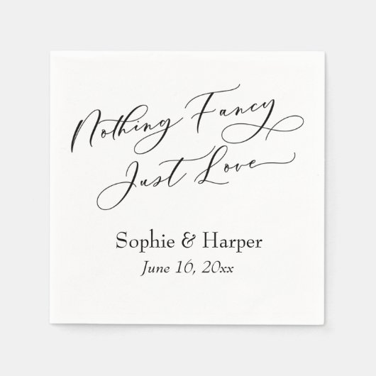 ラグジュアリーシンプルスクリプトファンシーNothing Just Love スタンダードカクテルナプキン (正面)