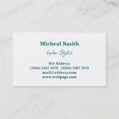 ラグジュアリーシンプルブラック&ホワイト理容師タイポグラフィブシ 名刺 (裏面)