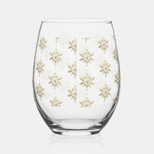 ラグジュアリーシンプル金ゴールドスタースノーフレークシームレスパターン ステムなしワイングラス (右)
