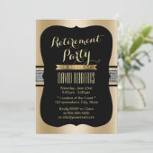 ラグジュアリーシークインベルトブラック&金ゴールドリタイアメントパーティー 招待状 (スタンド正面)