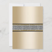 ラグジュアリーシークインベルトブラック&金ゴールドリタイアメントパーティー 招待状 (裏面)