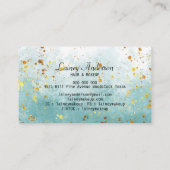 ラグジュアリーシーグリーン水カラーフェイク金ゴールドフォイルグリッター 名刺 (裏面)