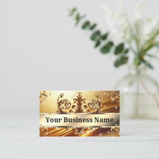 ラグジュアリーシ王室のックオーナメントグラム金ゴールドゴールデングラデーション 名刺 (スタンド正面)
