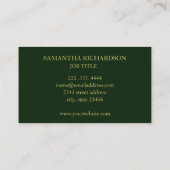 ラグジュアリージオメトリックエメラルド及び金ゴールドプロフェッショナル 名刺 (裏面)