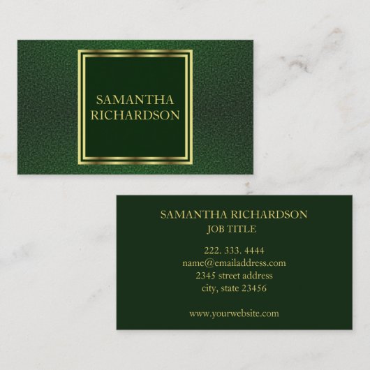 ラグジュアリージオメトリックエメラルド及び金ゴールドプロフェッショナル 名刺 (正面/裏面)