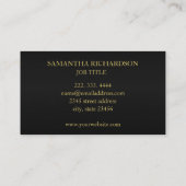 ラグジュアリージオメトリックブラック&金ゴールドプロフェッショナル 名刺 (裏面)