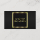 ラグジュアリージオメトリックブラック&金ゴールドプロフェッショナル 名刺 (正面)