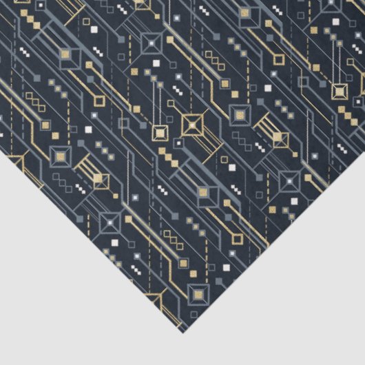 ラグジュアリージオメトリックブルーと金ゴールドアールデコの切り離し 薄葉紙 (詳細)