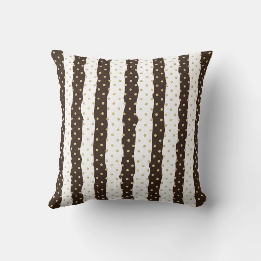 ラグジュアリージオメトリック金ゴールド水玉模様カラフルストリップ クッション (裏面)