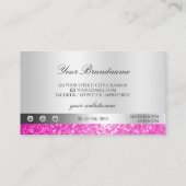 ラグジュアリージュエリーシルバーきらめくピンクグリッター追加ロゴ 名刺 (裏面)