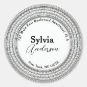 ラグジュアリージュエリードトリプルハロ差出人住所ラベル ラウンドシール (正面)