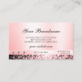 ラグジュアリージュエリーピンクグリッターダイヤモンドパステルピンク 名刺 (裏面)