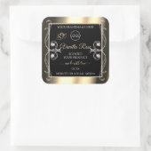 ラグジュアリージュエリーブラック金ゴールドデコール製品ラベルロゴ スクエアシール (バッグ)