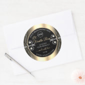 ラグジュアリージュエリーブラック金ゴールドデコール製品ラベルロゴ ラウンドシール (封筒)