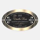 ラグジュアリージュエリーブラック金ゴールドデコール製品ラベルロゴ 楕円形シール (正面)