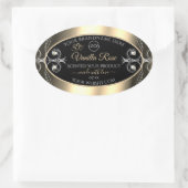 ラグジュアリージュエリーブラック金ゴールドデコール製品ラベルロゴ 楕円形シール (バッグ)