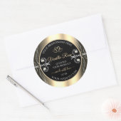 ラグジュアリージュエリーブラック&金ゴールドデコール製品ラベル ラウンドシール (封筒)