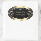 ラグジュアリージュエリーブラック&金ゴールドデコール製品ラベル 楕円形シール (バッグ)