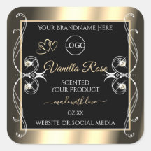 ラグジュアリージュエルブラックゴールド装飾製品ラベルロゴ