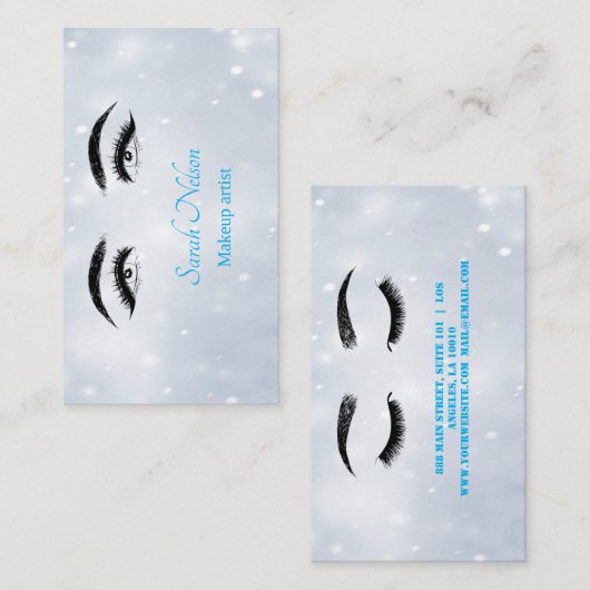 ラグジュアリースイートブルーメイクアップビジネスカード 名刺 (正面/裏面)