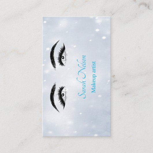 ラグジュアリースイートブルーメイクアップビジネスカード 名刺 (正面)