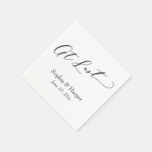 ラグジュアリースクリプトフォントシンプルタイポグラフィが最後に スタンダードカクテルナプキン (角)